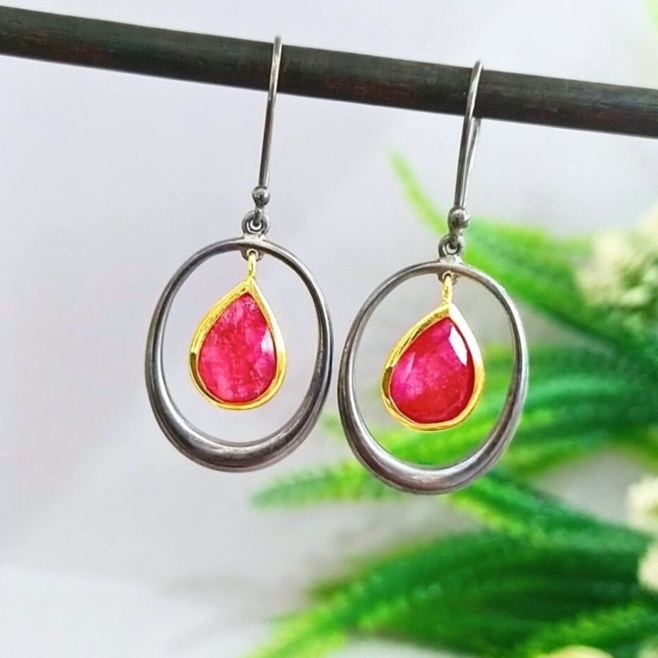 Ruby Stone Special Design Earrings - KP903