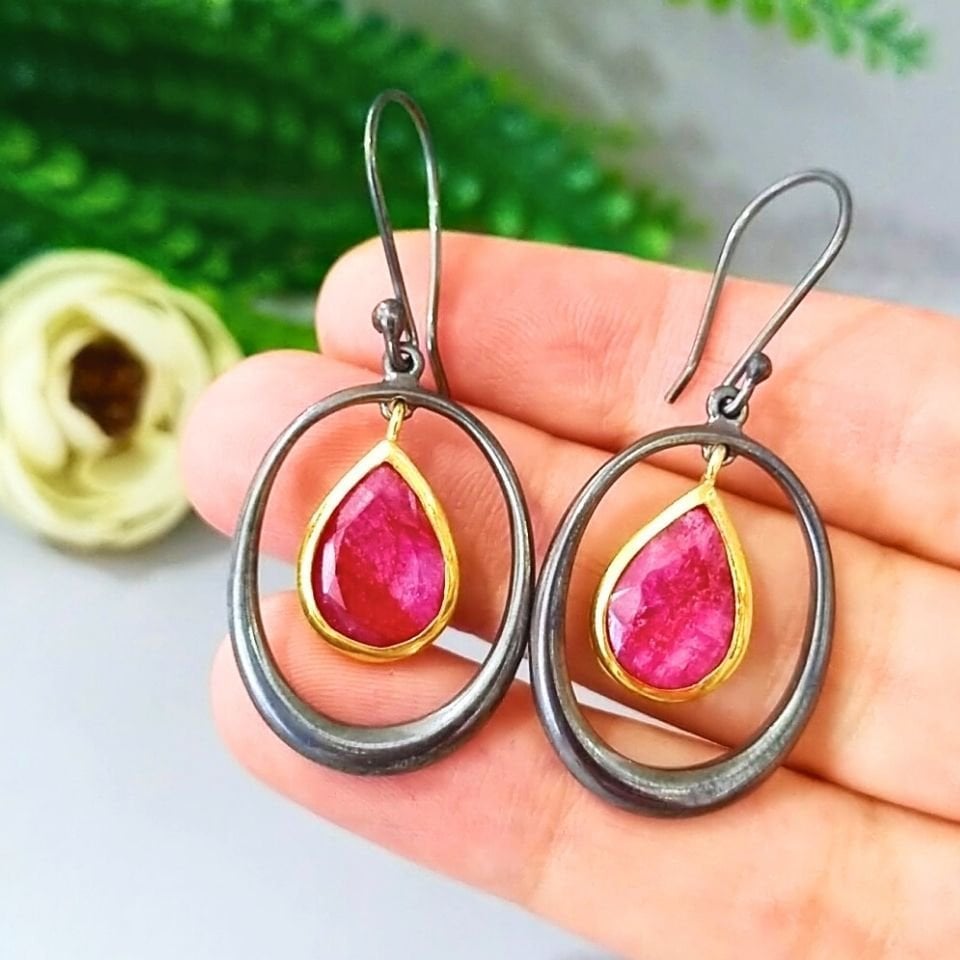 Ruby Stone Special Design Earrings - KP903