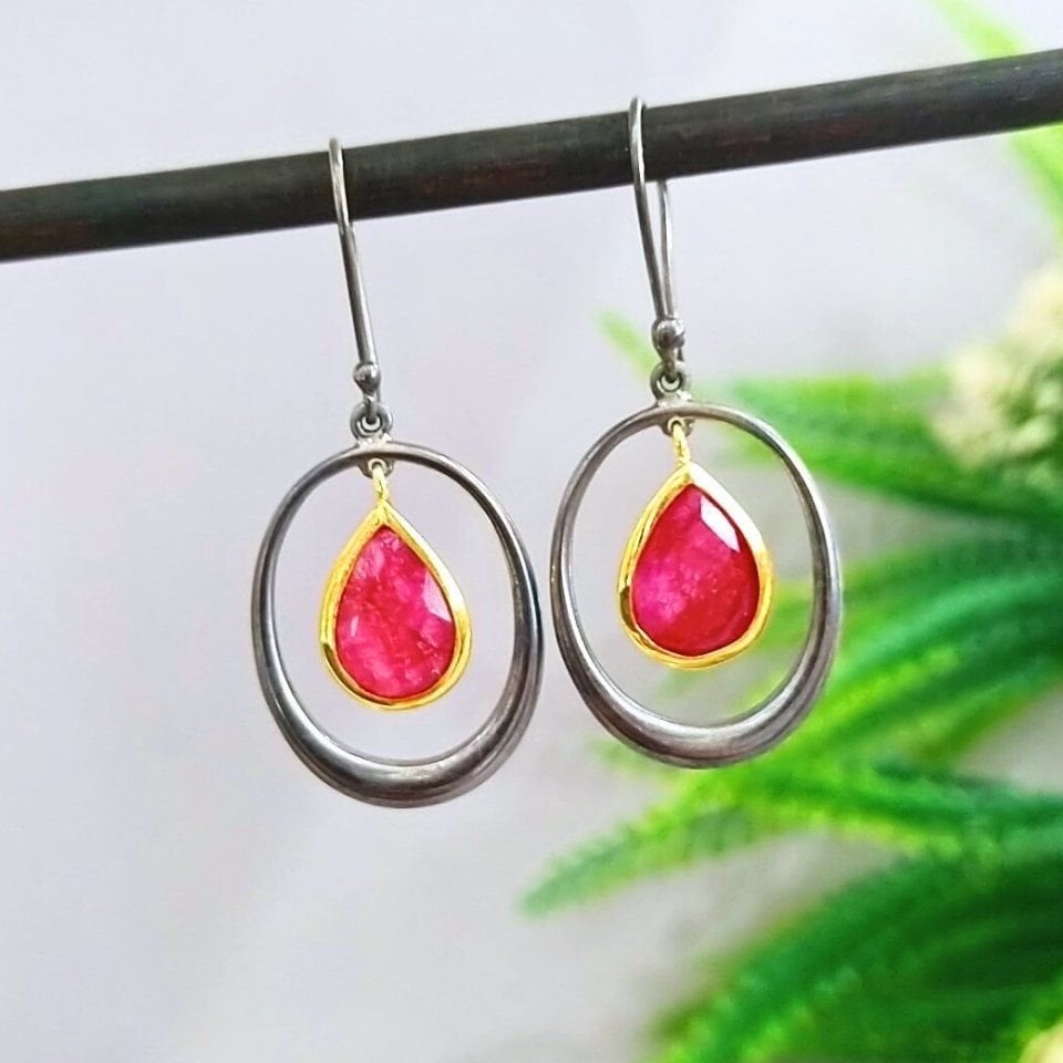 Ruby Stone Special Design Earrings - KP903