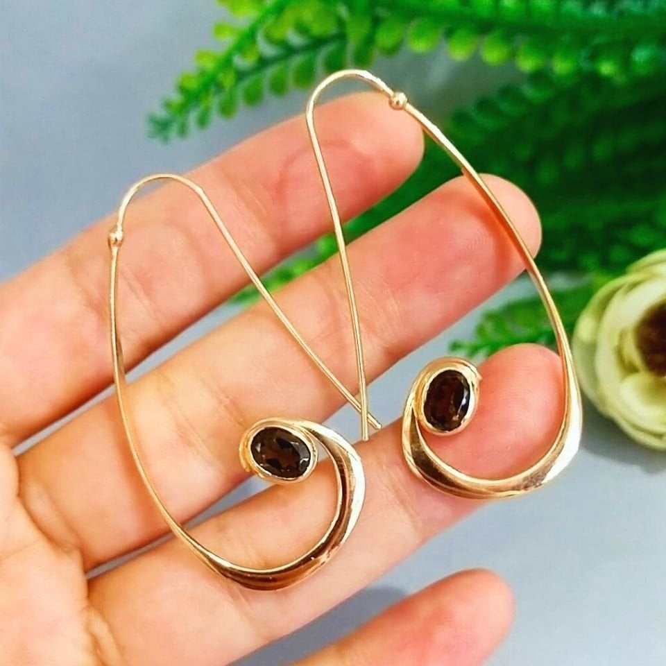Smoky Topaz Özel Tasarım Küpe - KP906
