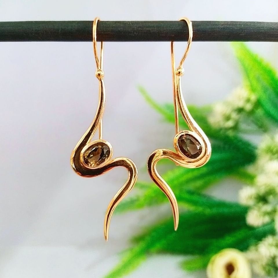 Smoky Topaz Özel Tasarım Küpe - KP907