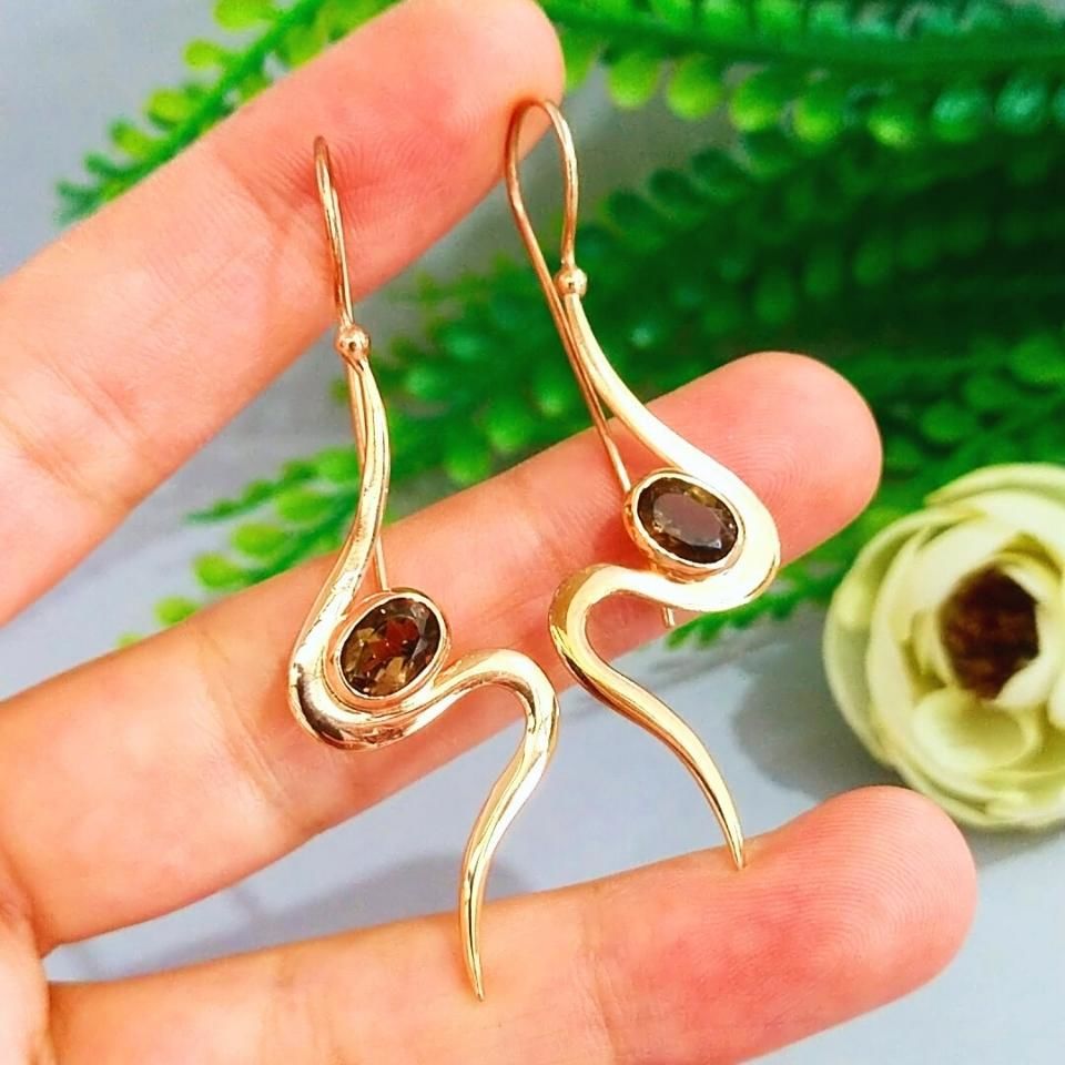 Smoky Topaz Özel Tasarım Küpe - KP907