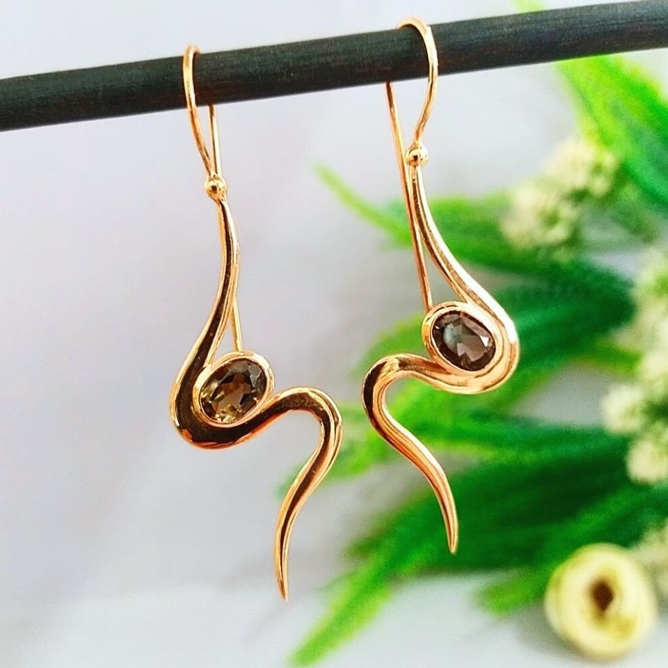 Smoky Topaz Özel Tasarım Küpe - KP907