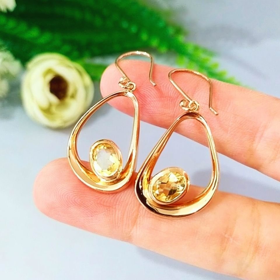 Limon Topaz Özel Tasarım Küpe - KP908