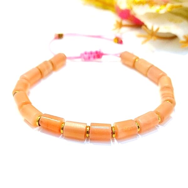 Sunstone Hematite Macrame Bracelet