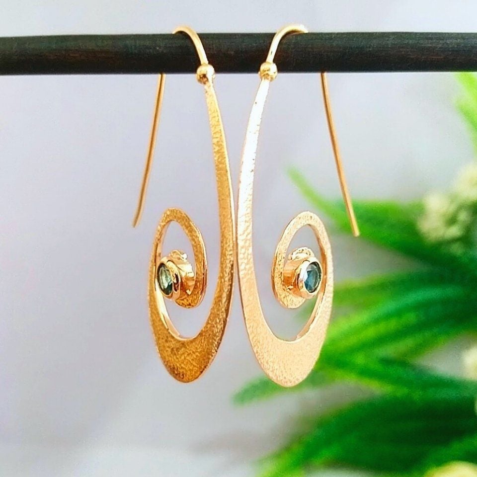 Mavi Topaz Özel Tasarım Küpe - KP917