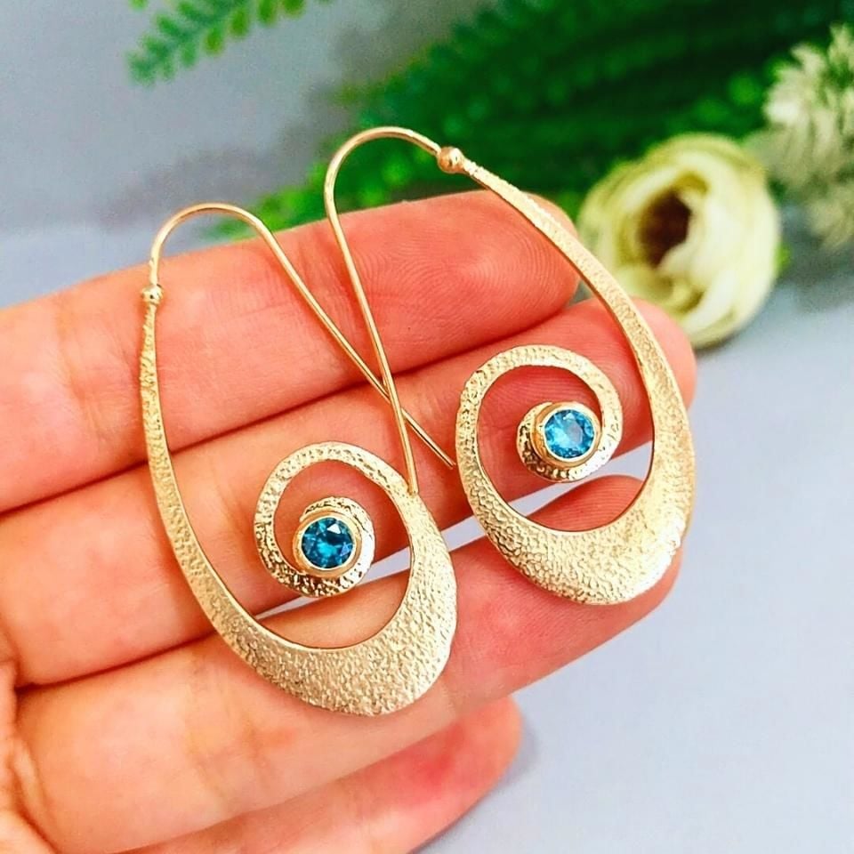 Blue Topaz Special Design Earrings - KP917