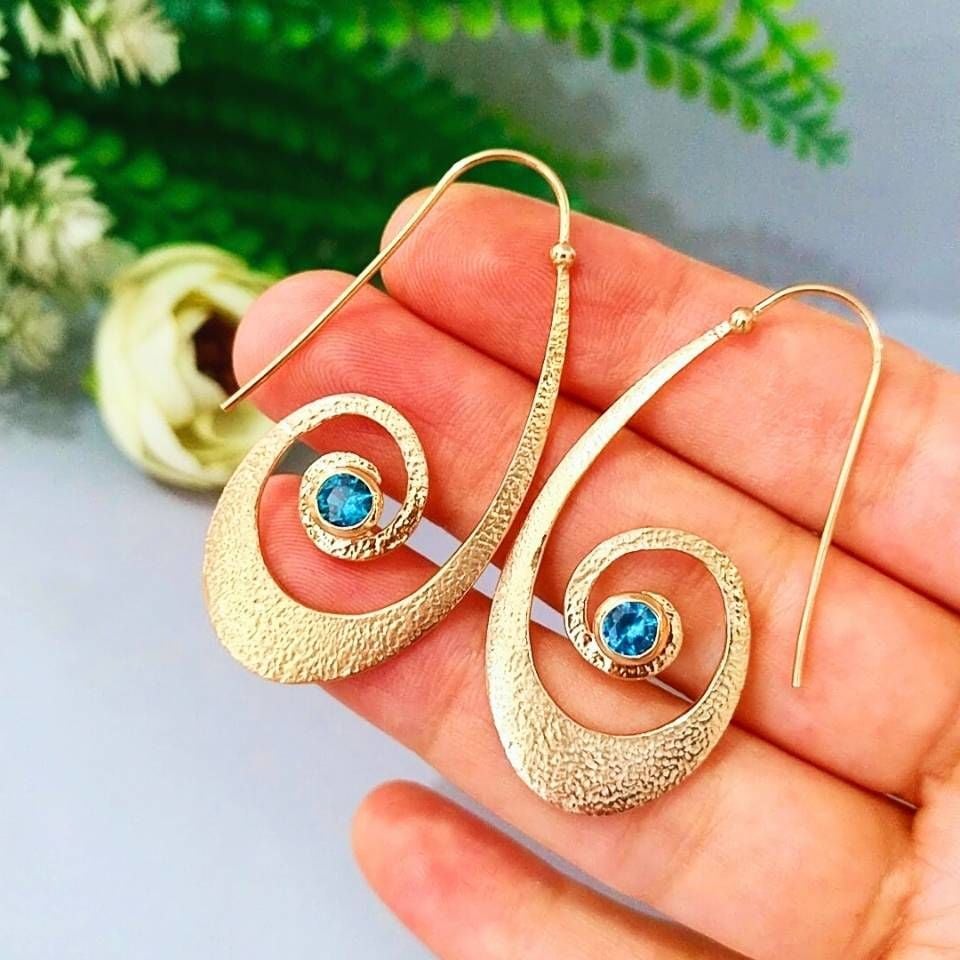 Blue Topaz Special Design Earrings - KP917