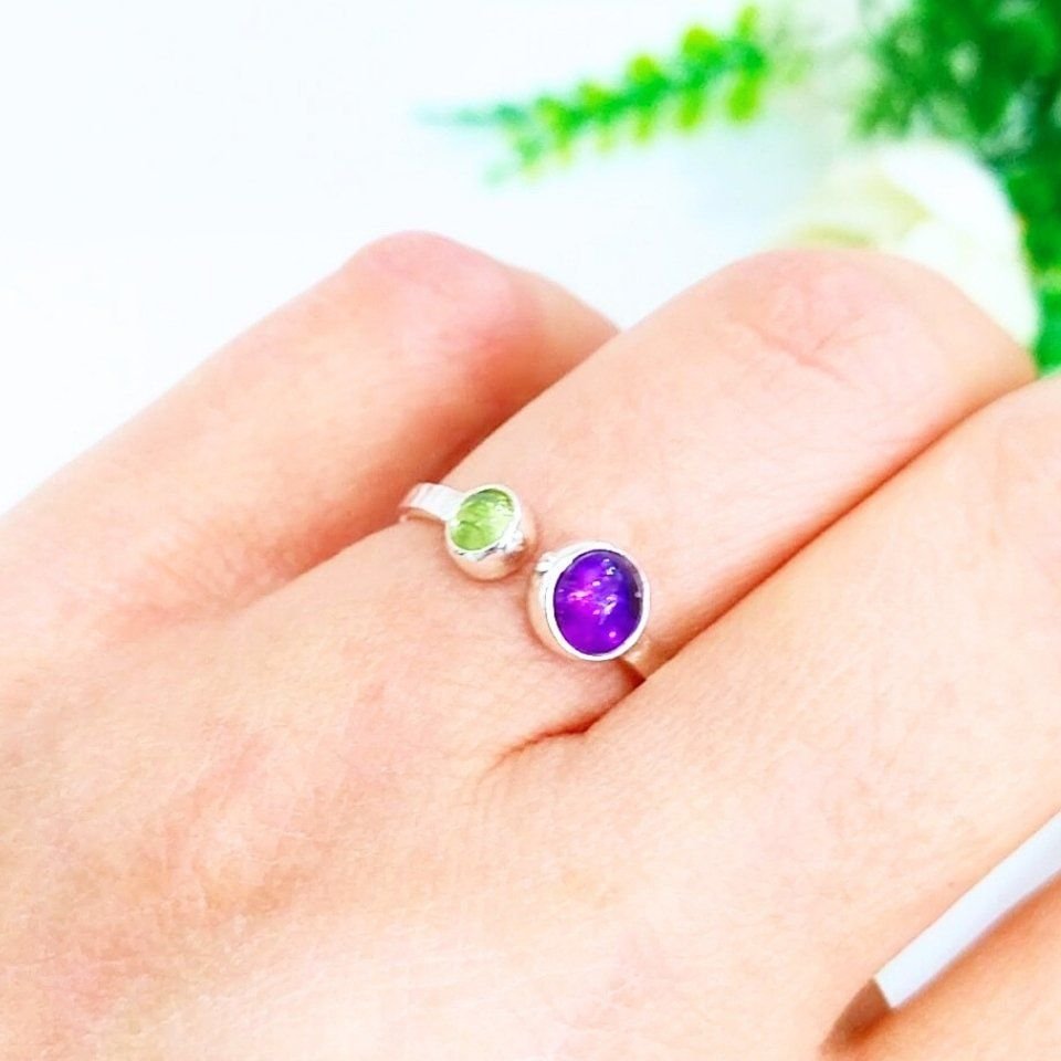 Amethyst- und Chrysokoll-Natursteinring
