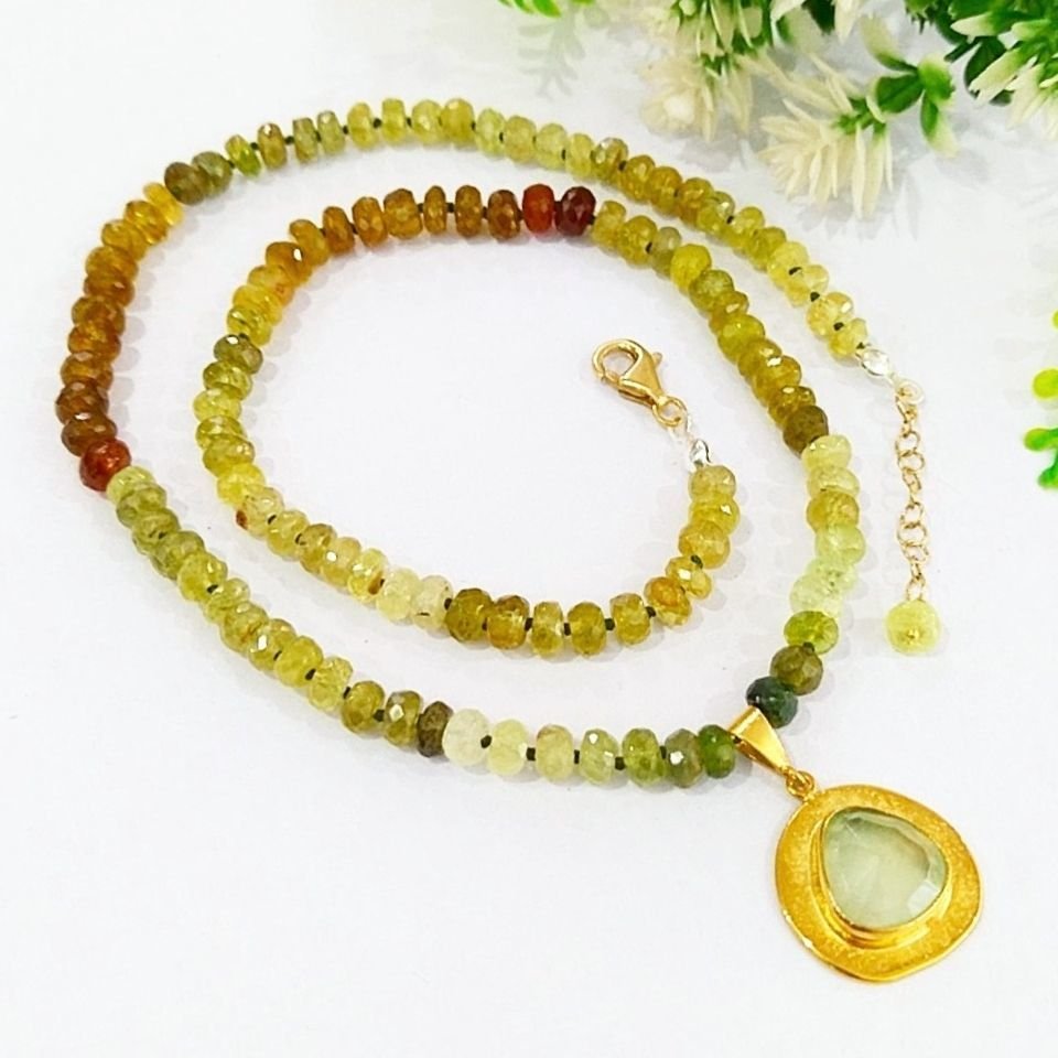 Hessonit Garnet Doğal Taş Kolye – DKLY285