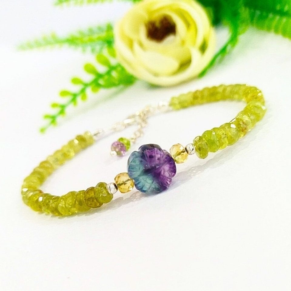 Hessonit Garnet Natural Stone Bracelet - BLK911