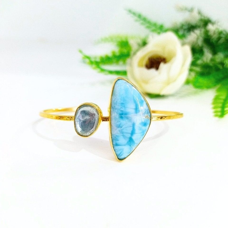 Larimar ve Akuamarin Doğal Taş Bileklik