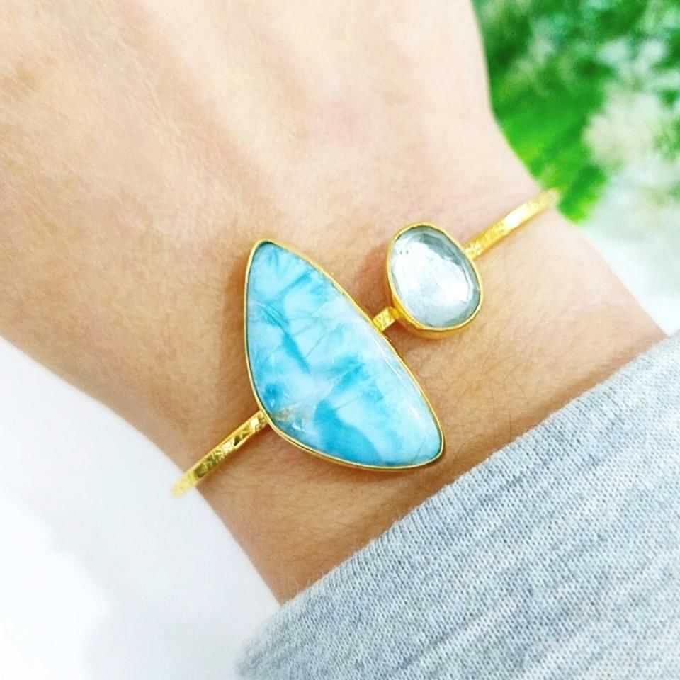 Larimar ve Akuamarin Doğal Taş Bileklik