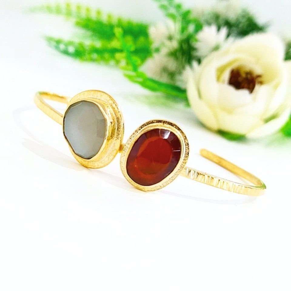 Ay Taşı ve Hessonit Garnet Doğal Taş Bileklik