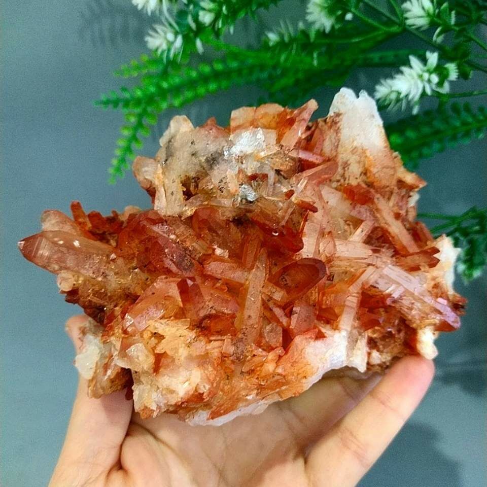 Red Quartz Crystal Cluster 697g