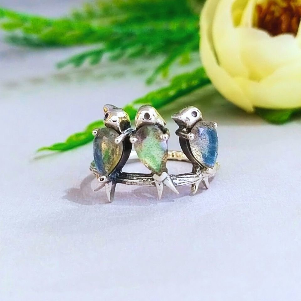 Labradorite Stone Special Design Ring - OTS1025