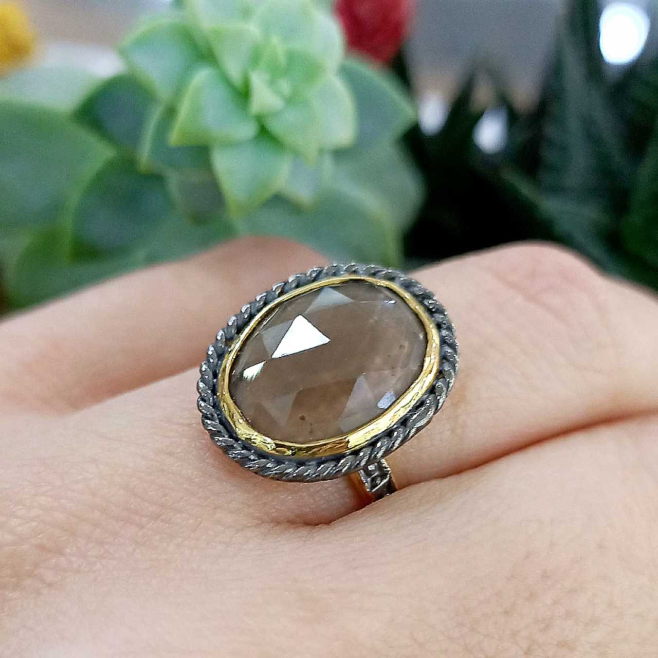 Smoky Topaz Özel Tasarım Yüzük