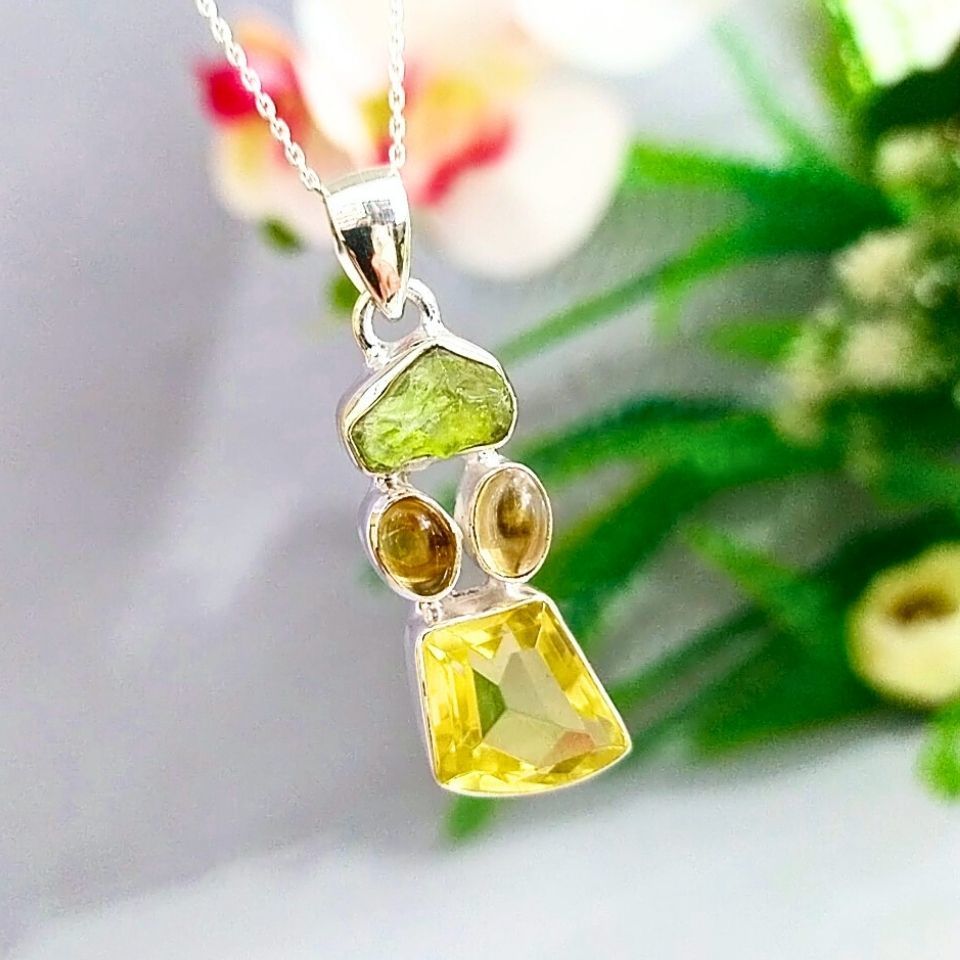 Limon Topaz Özel Tasarım Kolye - TSR1258
