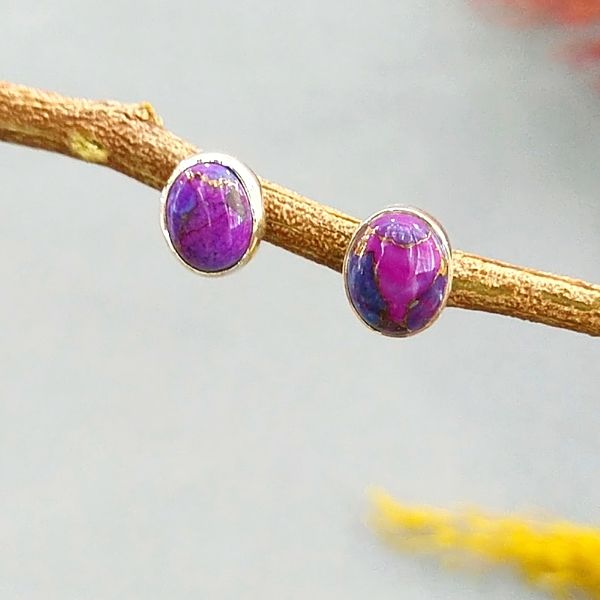 Purple Mor Turkuaz Özel Tasarım Küpe