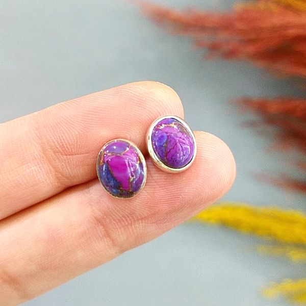 Purple Mor Turkuaz Özel Tasarım Küpe