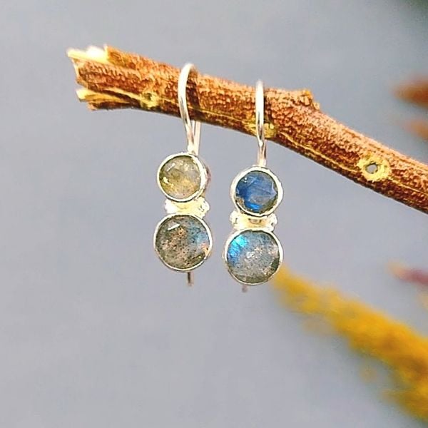Special Design Natural Stone Earrings with Labradorite Stone