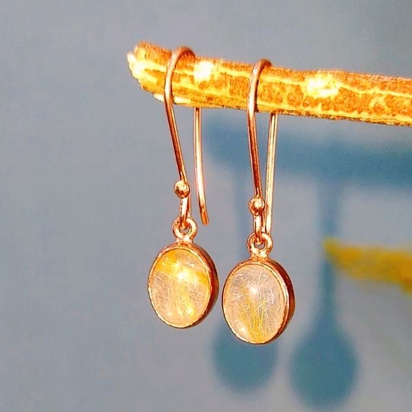 Gold Beril Özel Tasarım Doğaltaş Küpe