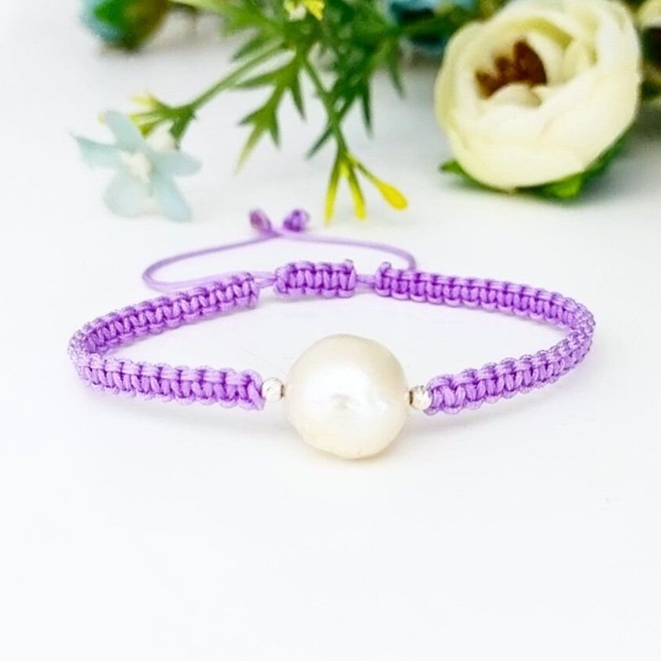 Barockperlen-Makramee-Strickarmband