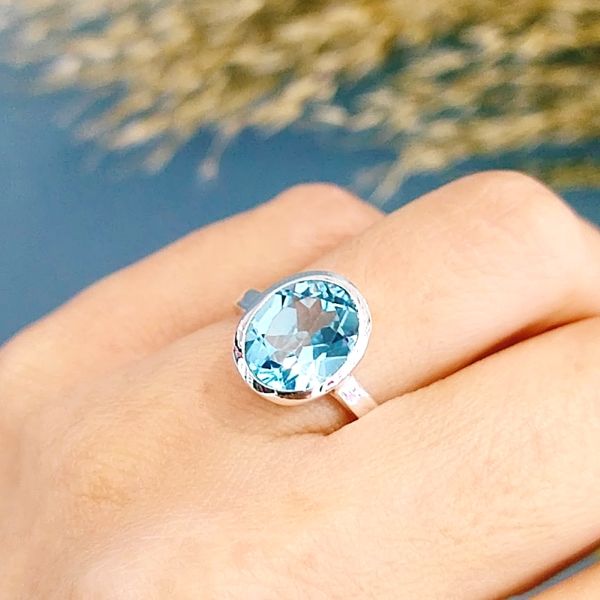 Blue Topaz Özel Tasarım Doğaltaş Yüzük