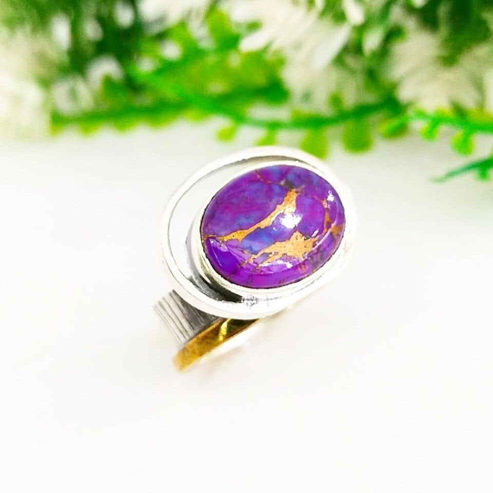 Purple Mor Turkuaz Özel Tasarım Yüzük - ÖTS1066