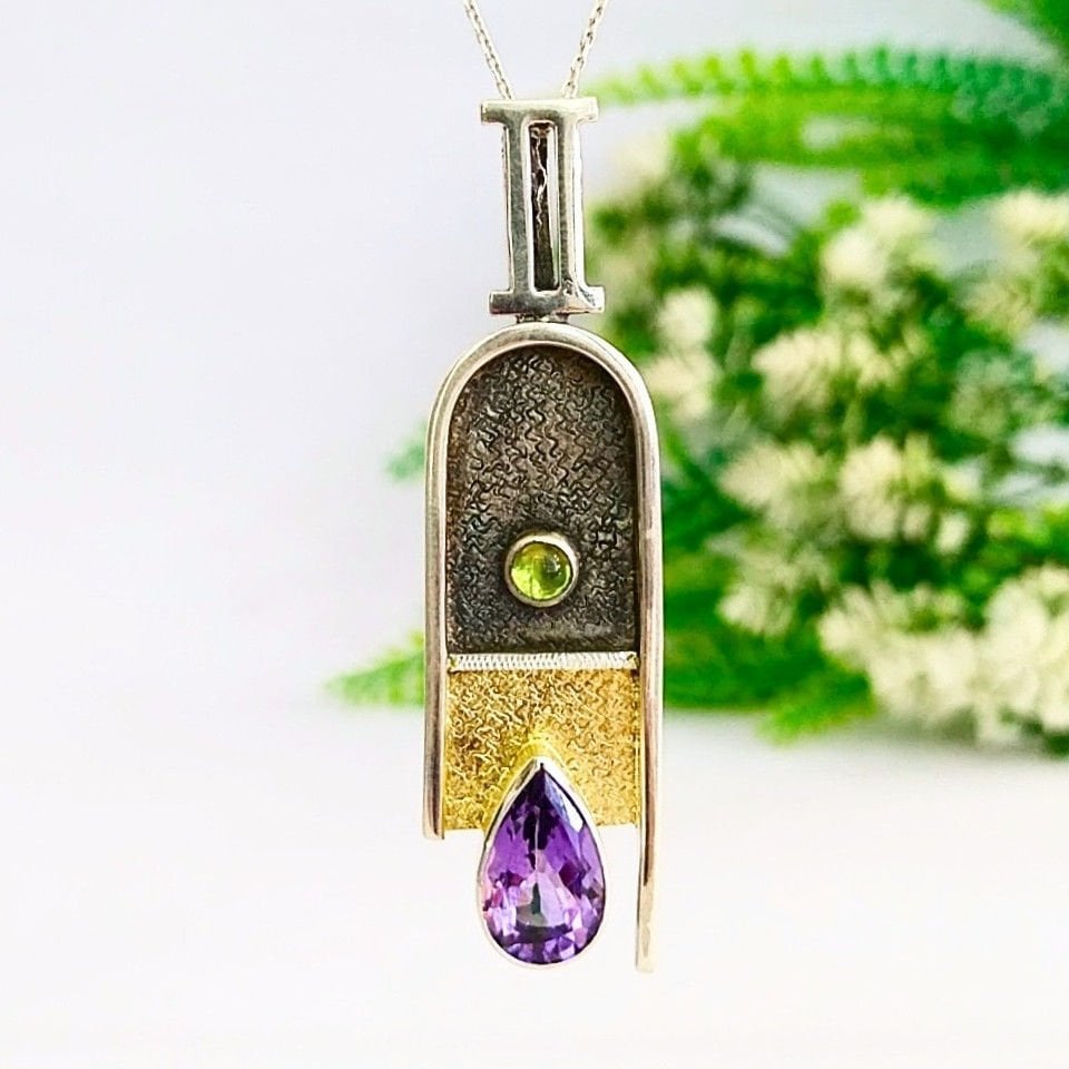 Ametrine and Chrysolite Stone Special Design Necklace