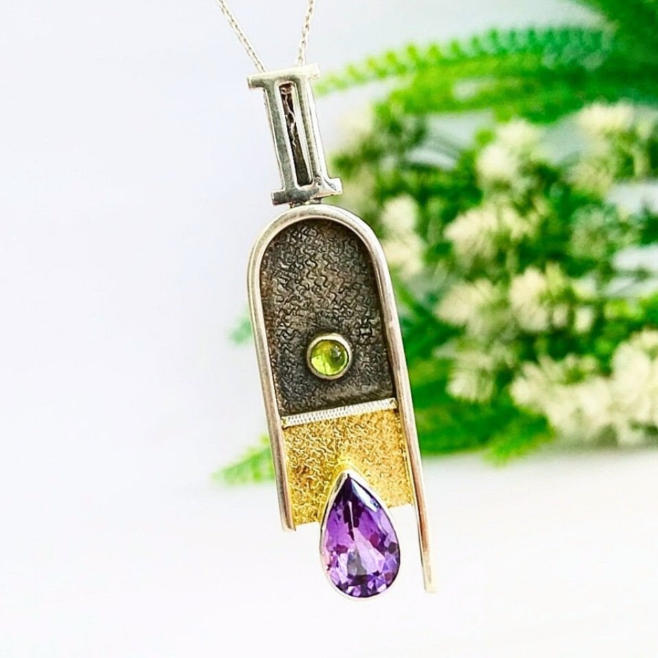 Ametrine and Chrysolite Stone Special Design Necklace