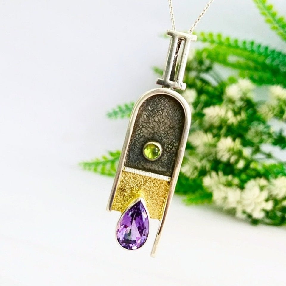 Ametrine and Chrysolite Stone Special Design Necklace