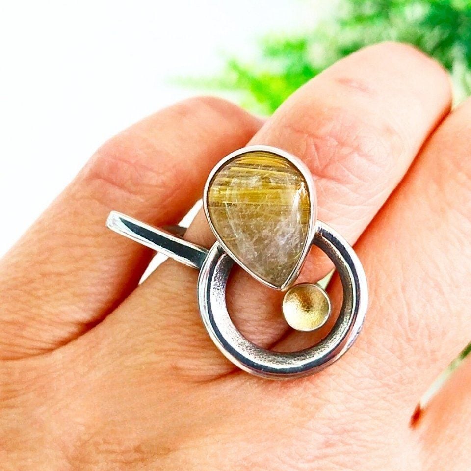 Gold Beryl Special Design Ring - OTS1085