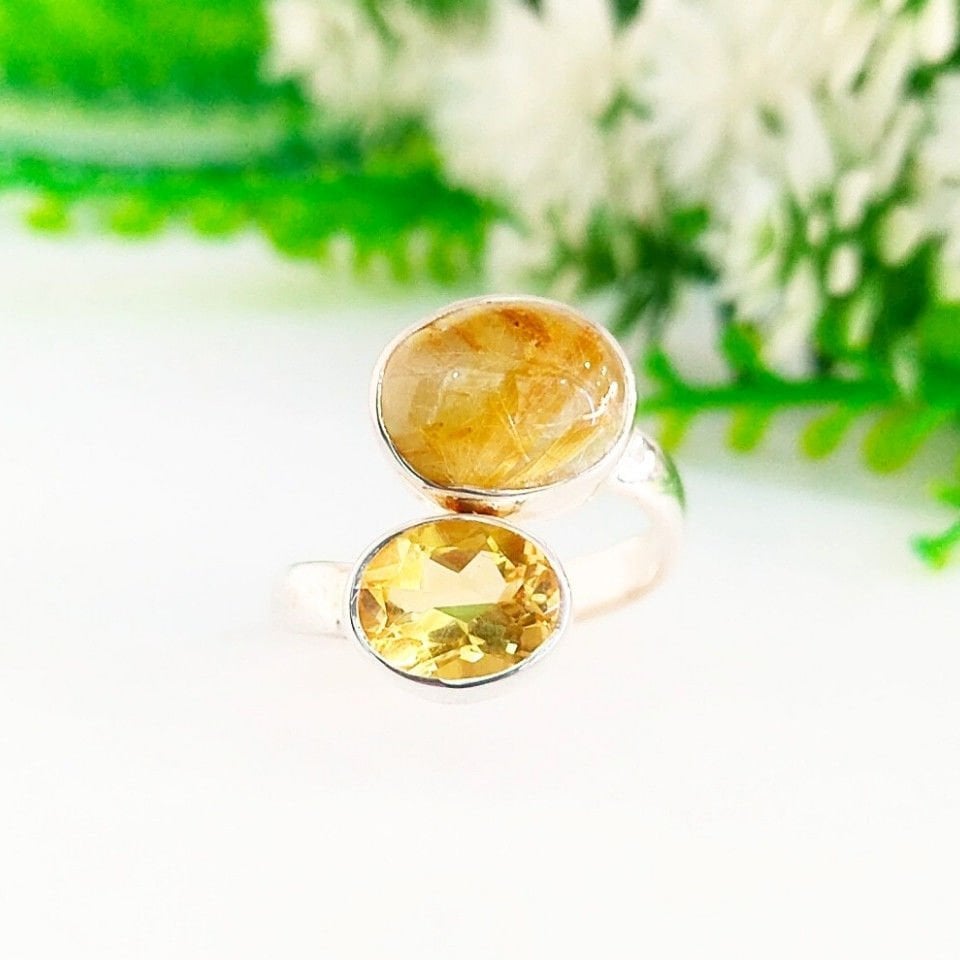Gold Beryl and Lemon Topaz Custom Design Ring