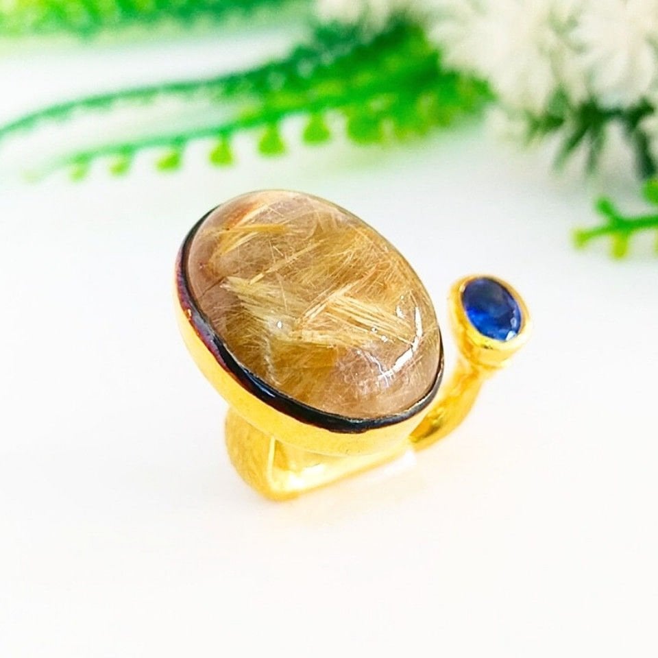 Gold Beril ve Safir Özel Tasarım Yüzük