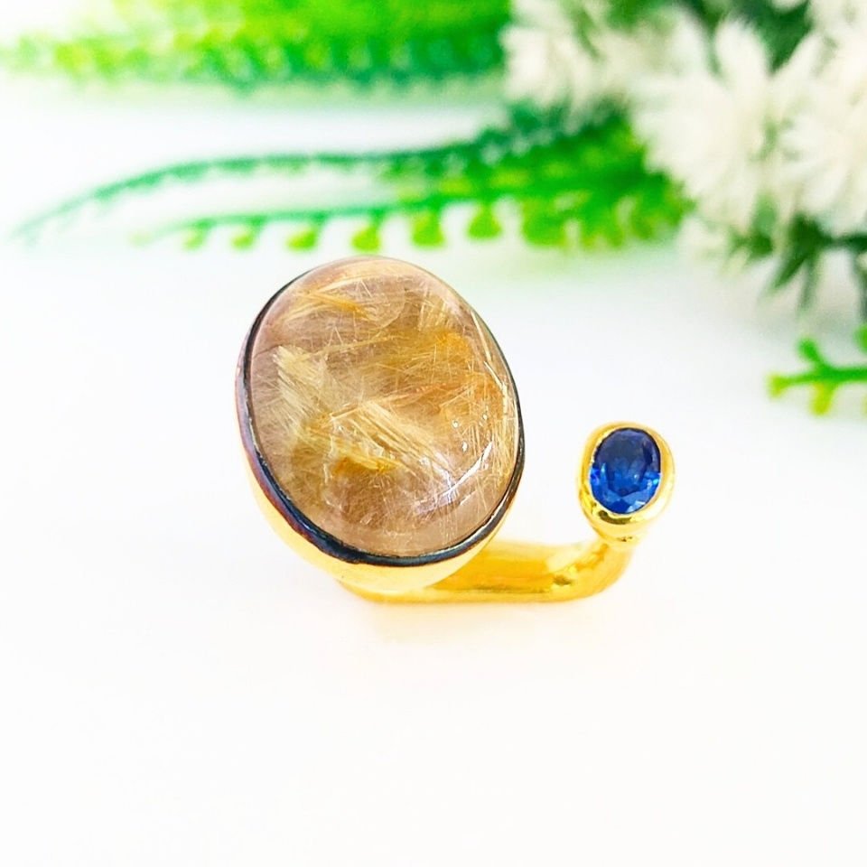 Gold Beril ve Safir Özel Tasarım Yüzük