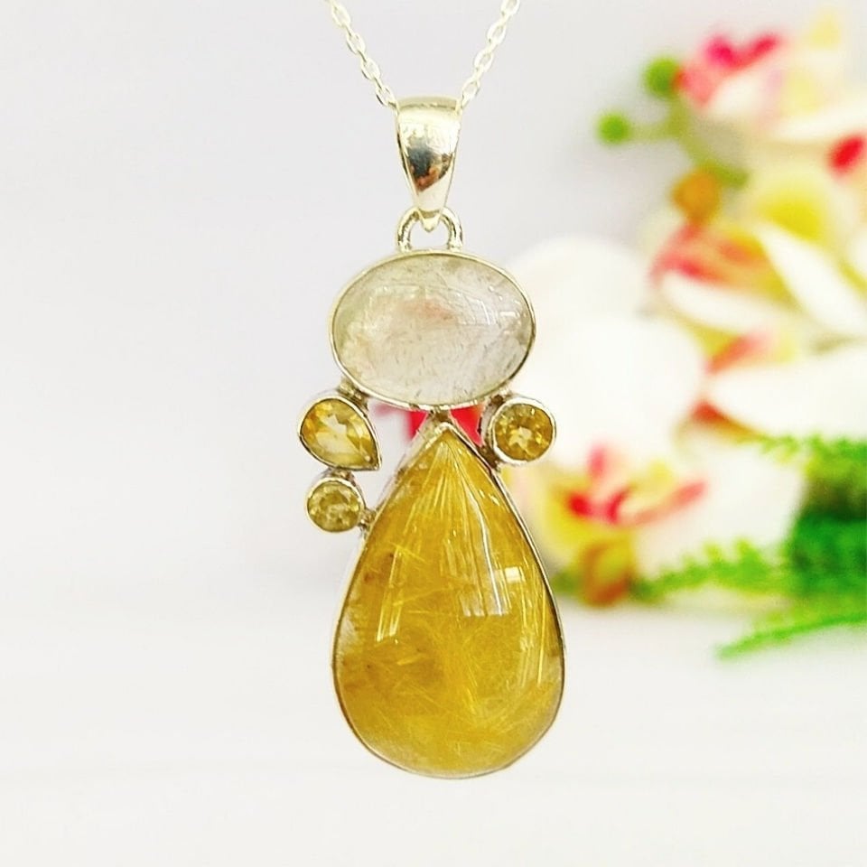 Gold Beril ve Topaz Özel Tasarım Kolye