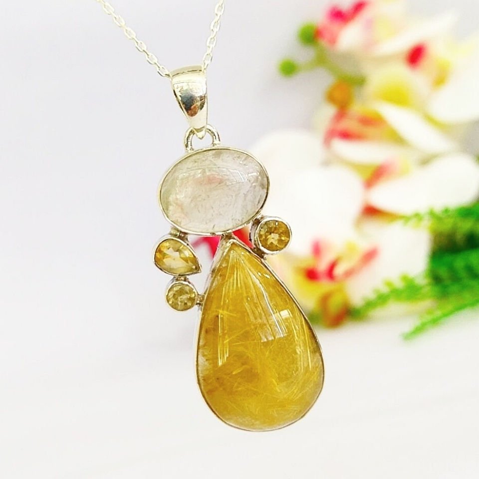 Gold Beril ve Topaz Özel Tasarım Kolye