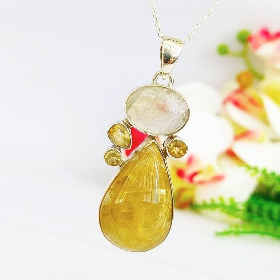 Gold Beril ve Topaz Özel Tasarım Kolye