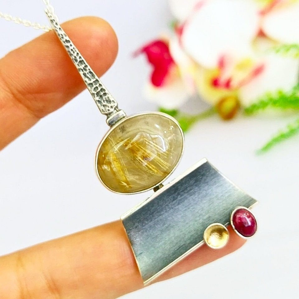 Gold Beril ve Yakut Özel Tasarım Kolye