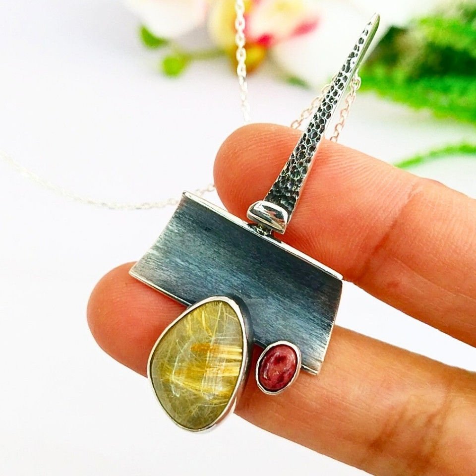 Gold Beril ve Yakut Özel Tasarım Kolye
