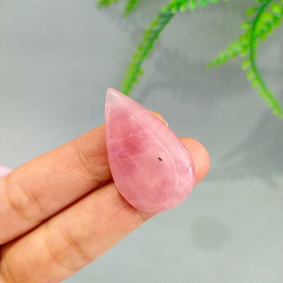 Pembe Kuvars Doğal Taş Kabaşon P85