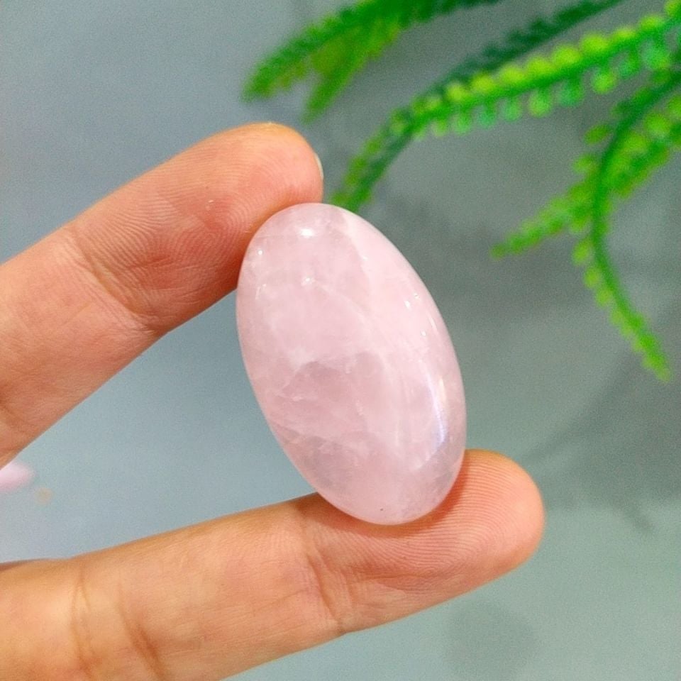 Pembe Kuvars Doğal Taş Kabaşon P87