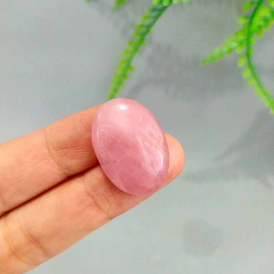 Pembe Kuvars Doğal Taş Kabaşon P90