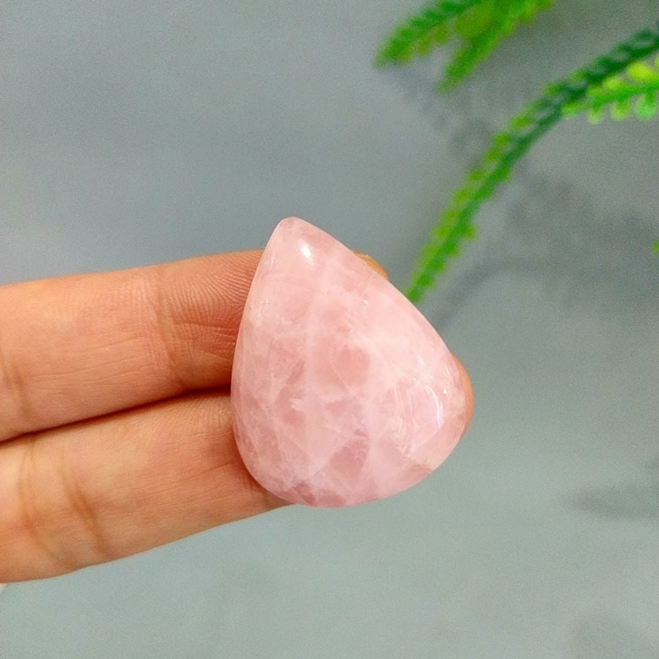 Pembe Kuvars Doğal Taş Kabaşon P92