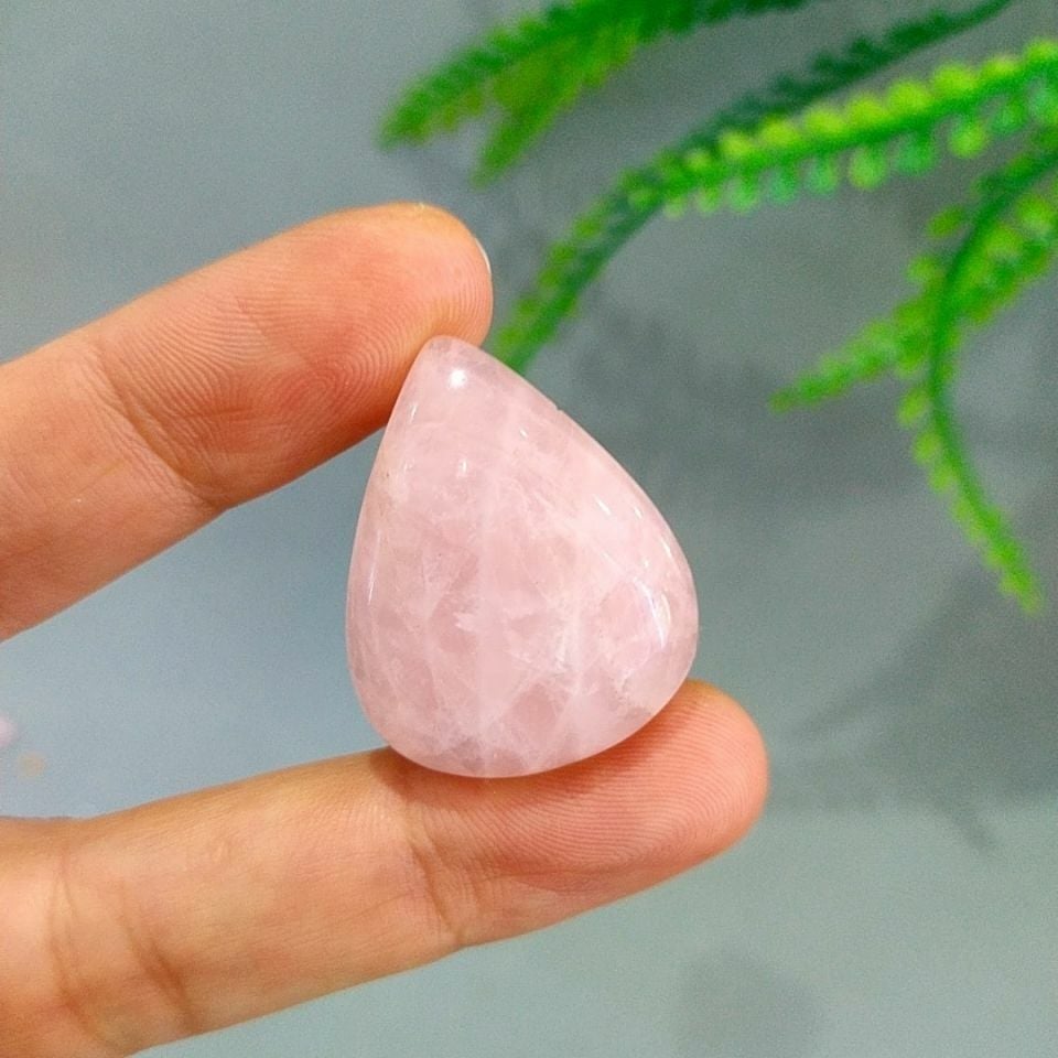 Pembe Kuvars Doğal Taş Kabaşon P92