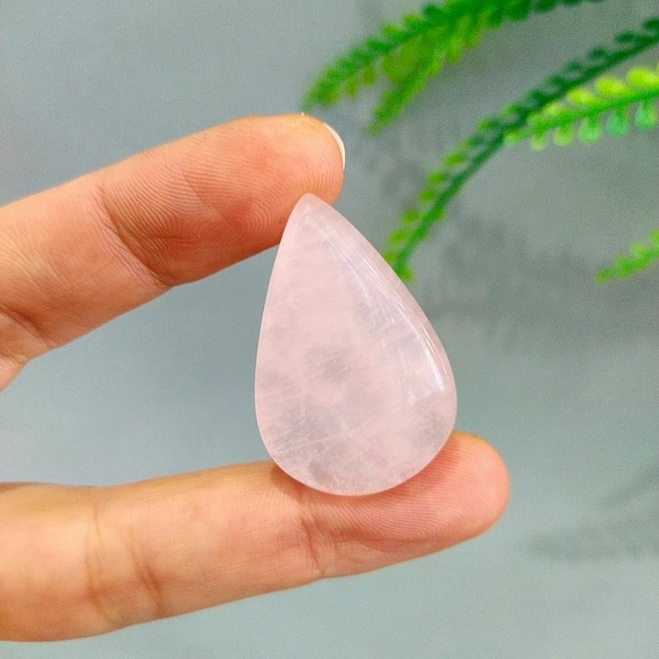 Pembe Kuvars Doğal Taş Kabaşon P97