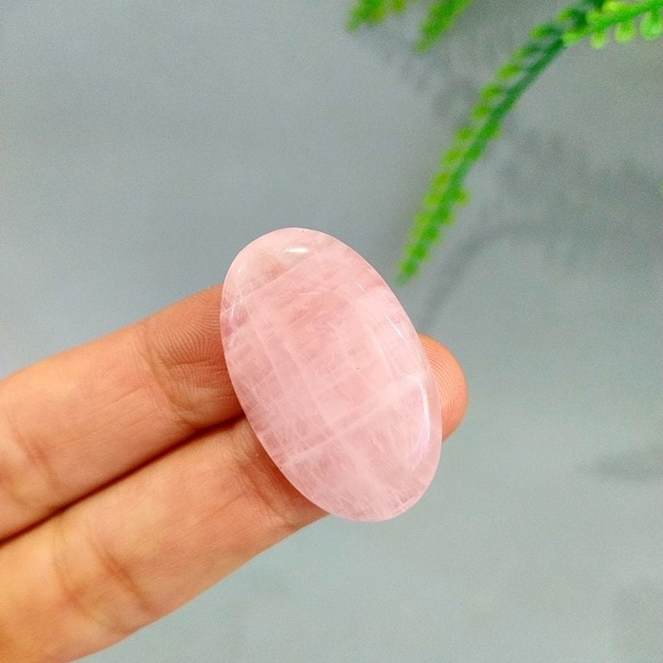 Pembe Kuvars Doğal Taş Kabaşon P98