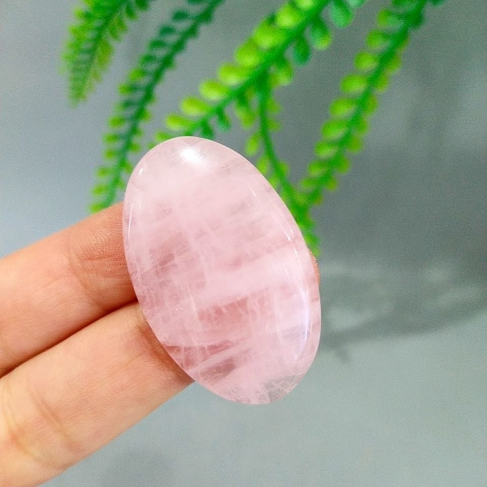 Pembe Kuvars Doğal Taş Kabaşon P107