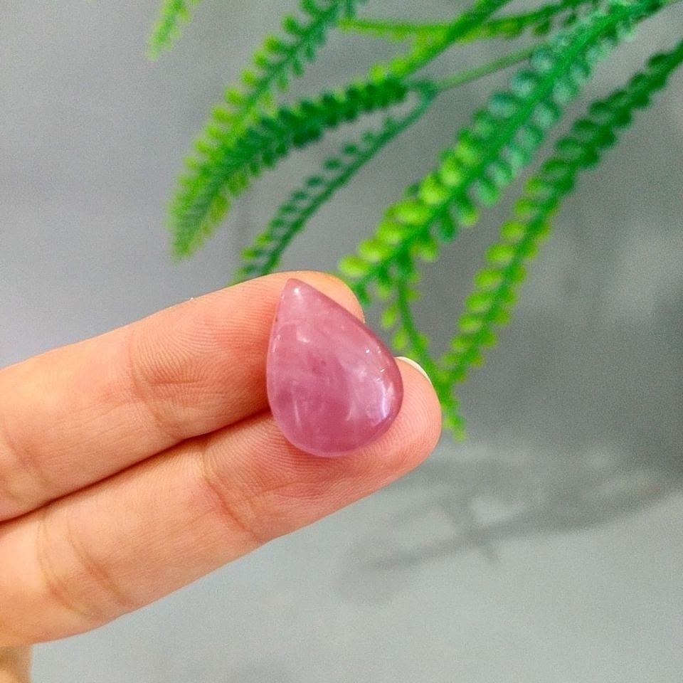 Pembe Kuvars Doğal Taş Kabaşon P112